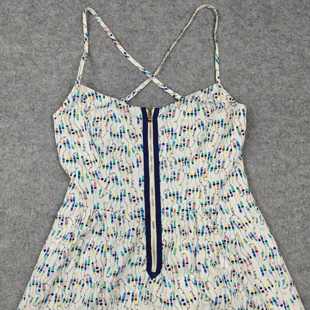 Lilly Pulitzer Dress Womens 2 Multicolor Geometric Cotton Strappy Sundress - Picture 2 of 9